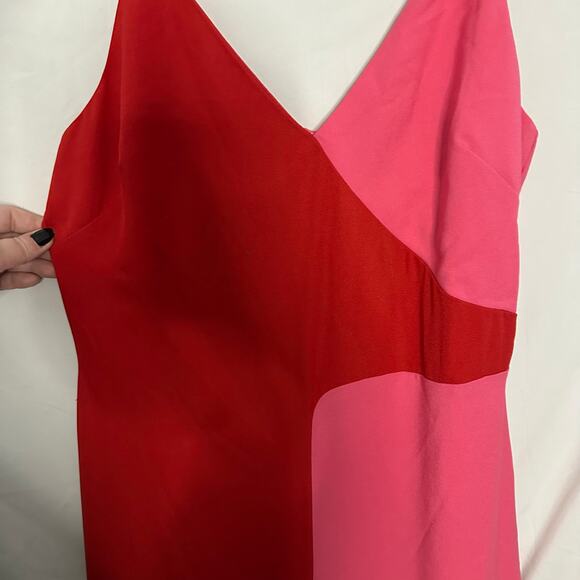 Anthropologie Hutch Yasmin Colorblock V-Neck Jumpsuit Pink Red Size 2 - Picture 9 of 9